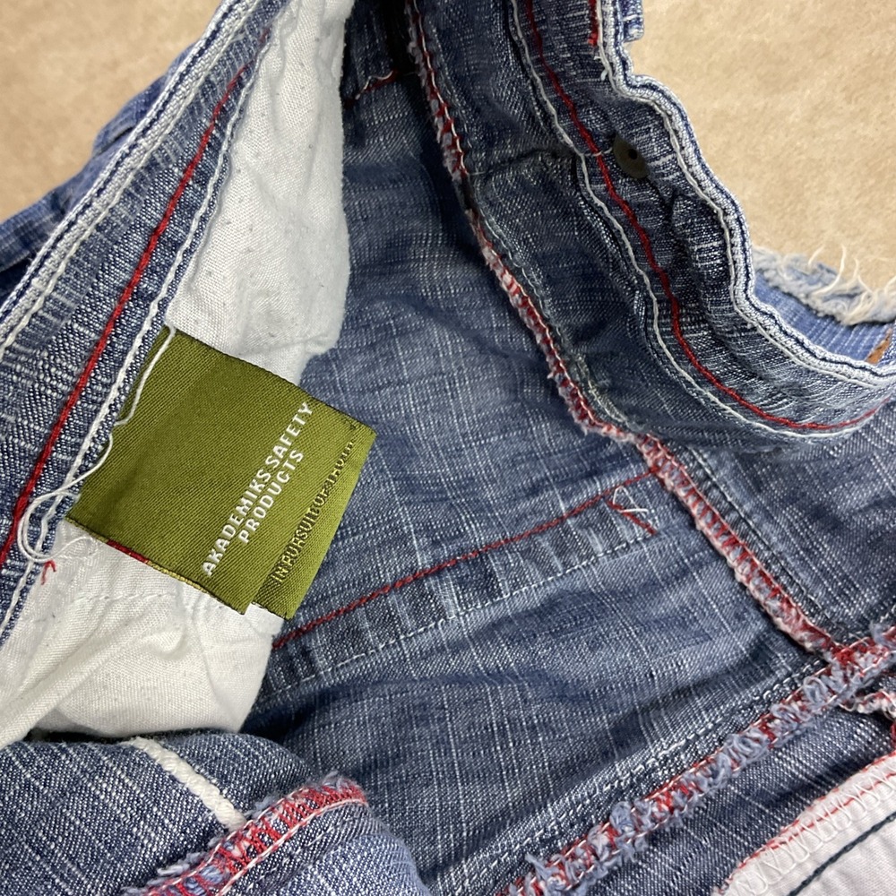 Vintage Y2K Akademiks Jeans 36x29 Embroidered Striped Punk Grunge Denim Pant - Picture 6 of 12